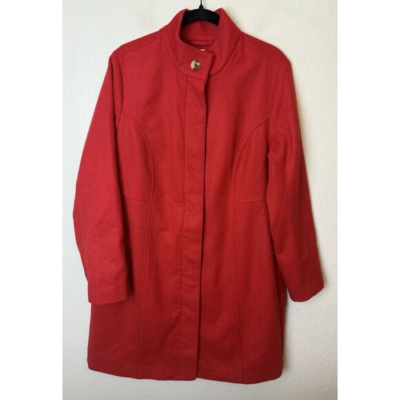 J. Jill Long Coat Size Medium Red Button Up Pockets Fall/Winter Classic Career - Picture 1 of 4